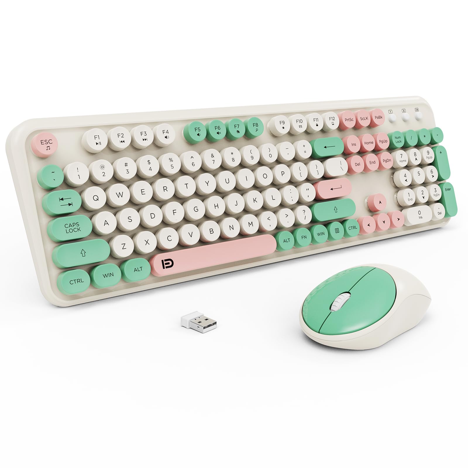 Cute Retro Wireless Keyboard Mouse Combo