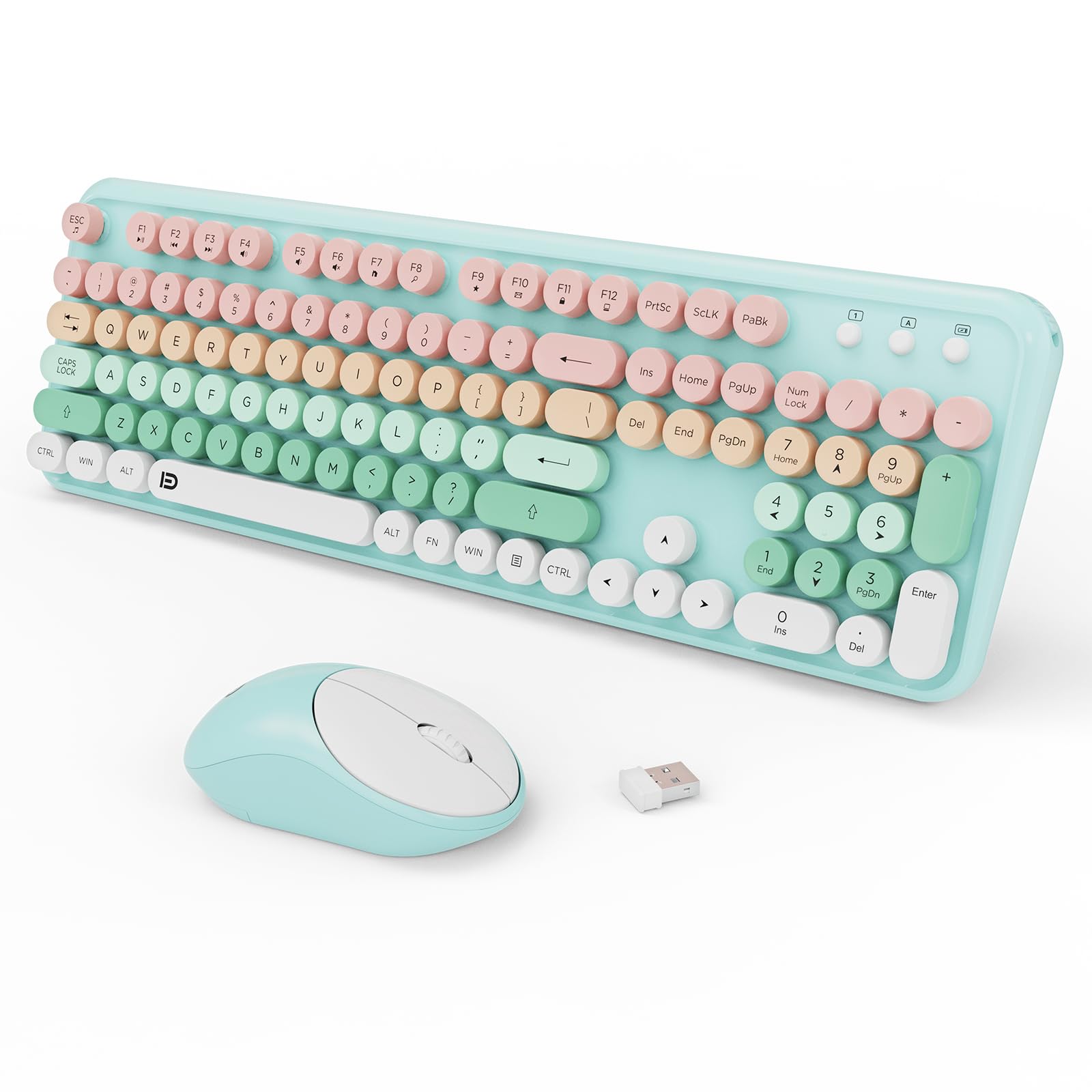 Cute Retro Wireless Keyboard Mouse Combo