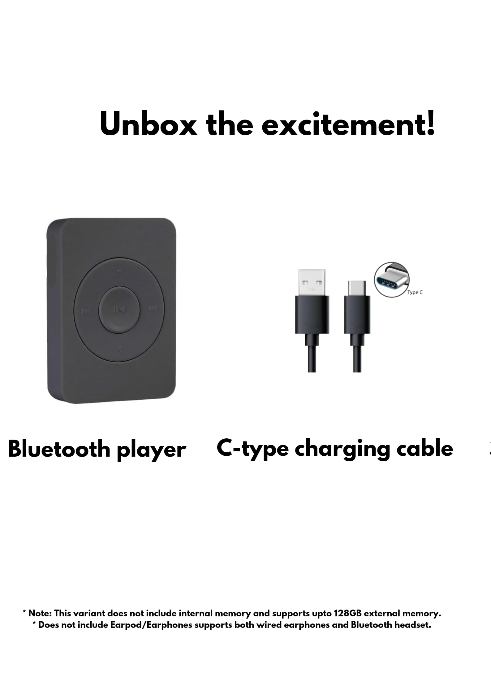 Xzor® Bluetooth Player - Built-in Speaker, Automatic Pairing MP3 Player - Black