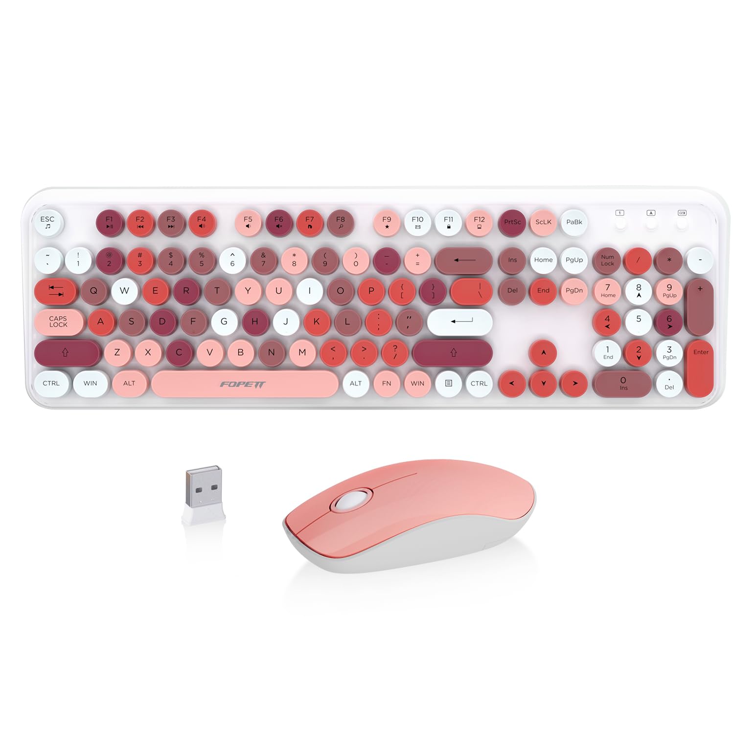 Cute Retro Wireless Keyboard Mouse Combo