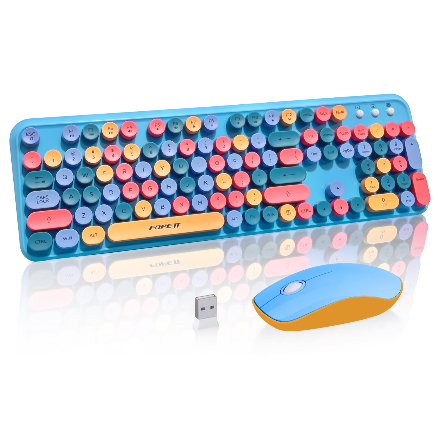 Cute Retro Wireless Keyboard Mouse Combo