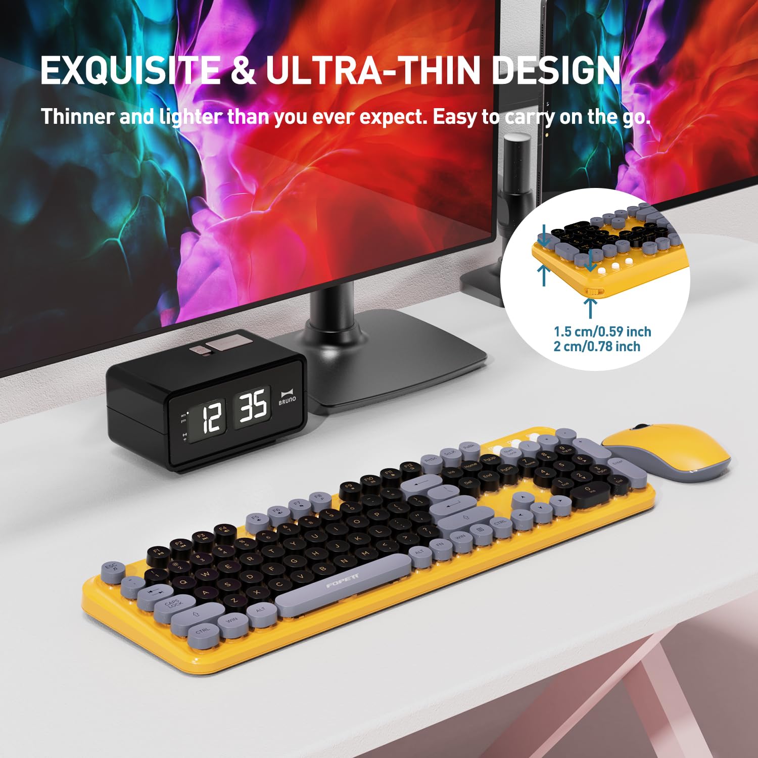 Cute Retro Wireless Keyboard Mouse Combo