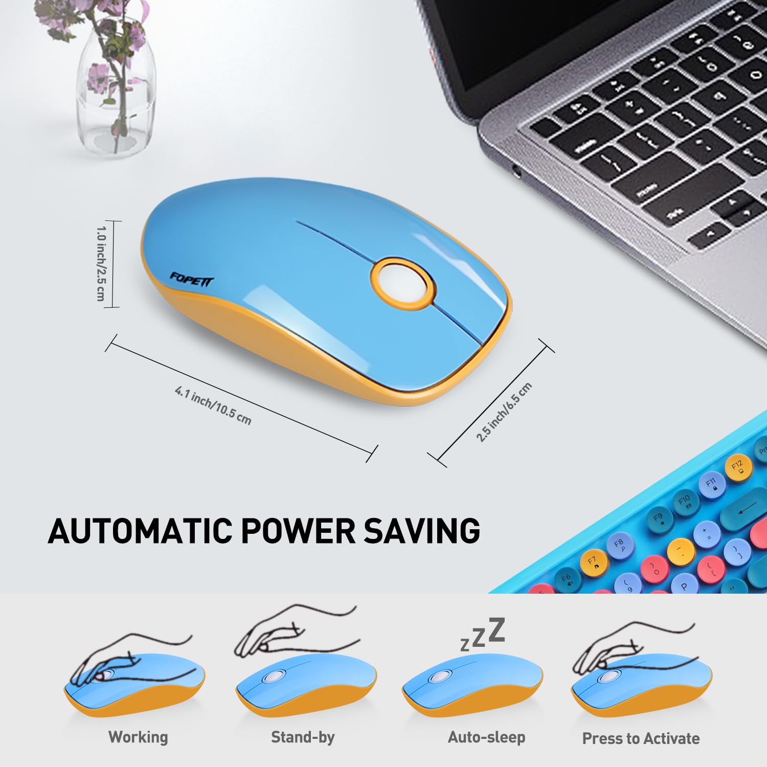 Cute Retro Wireless Keyboard Mouse Combo