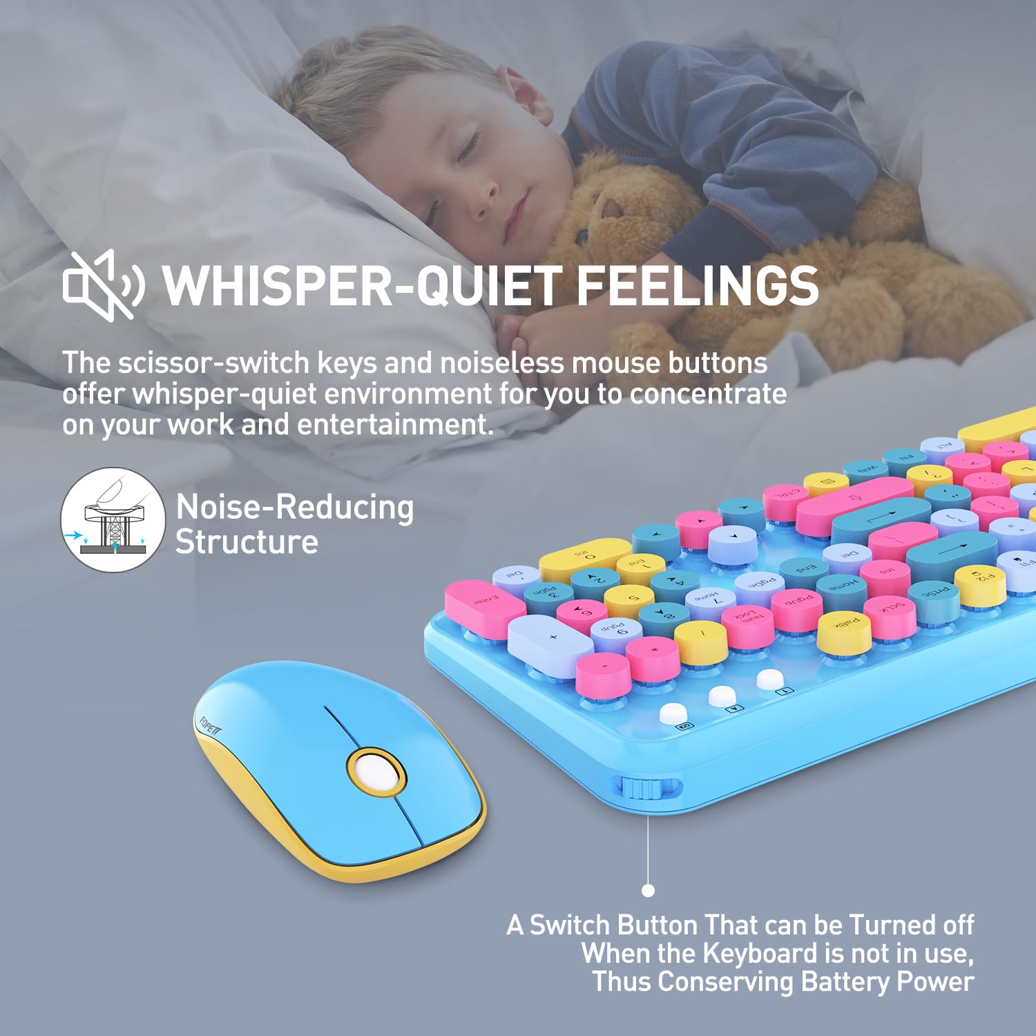 Cute Retro Wireless Keyboard Mouse Combo