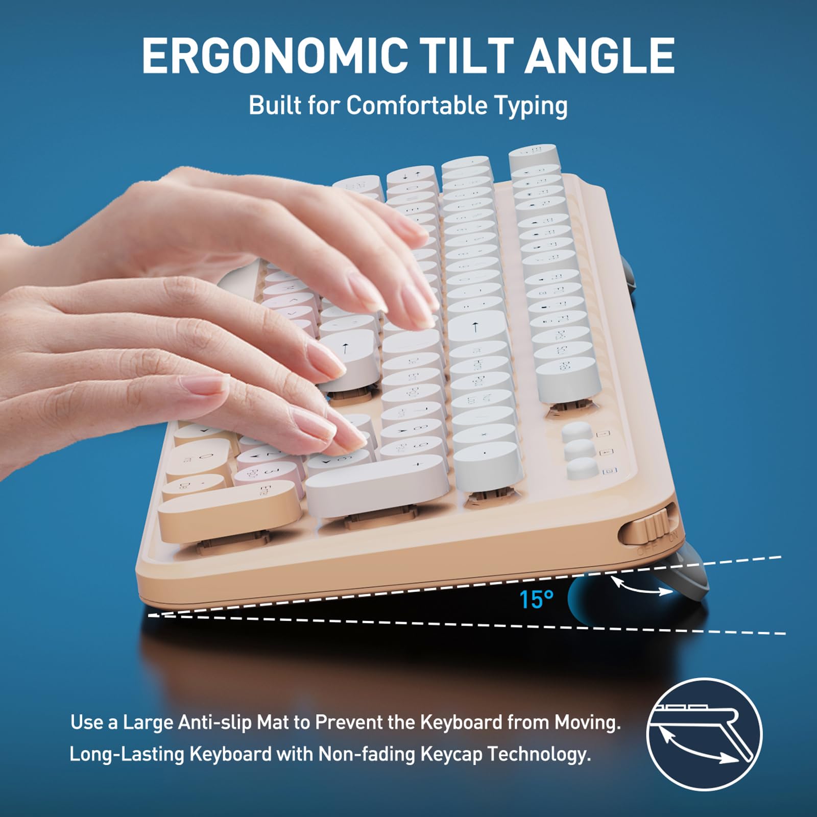 Cute Retro Wireless Keyboard Mouse Combo