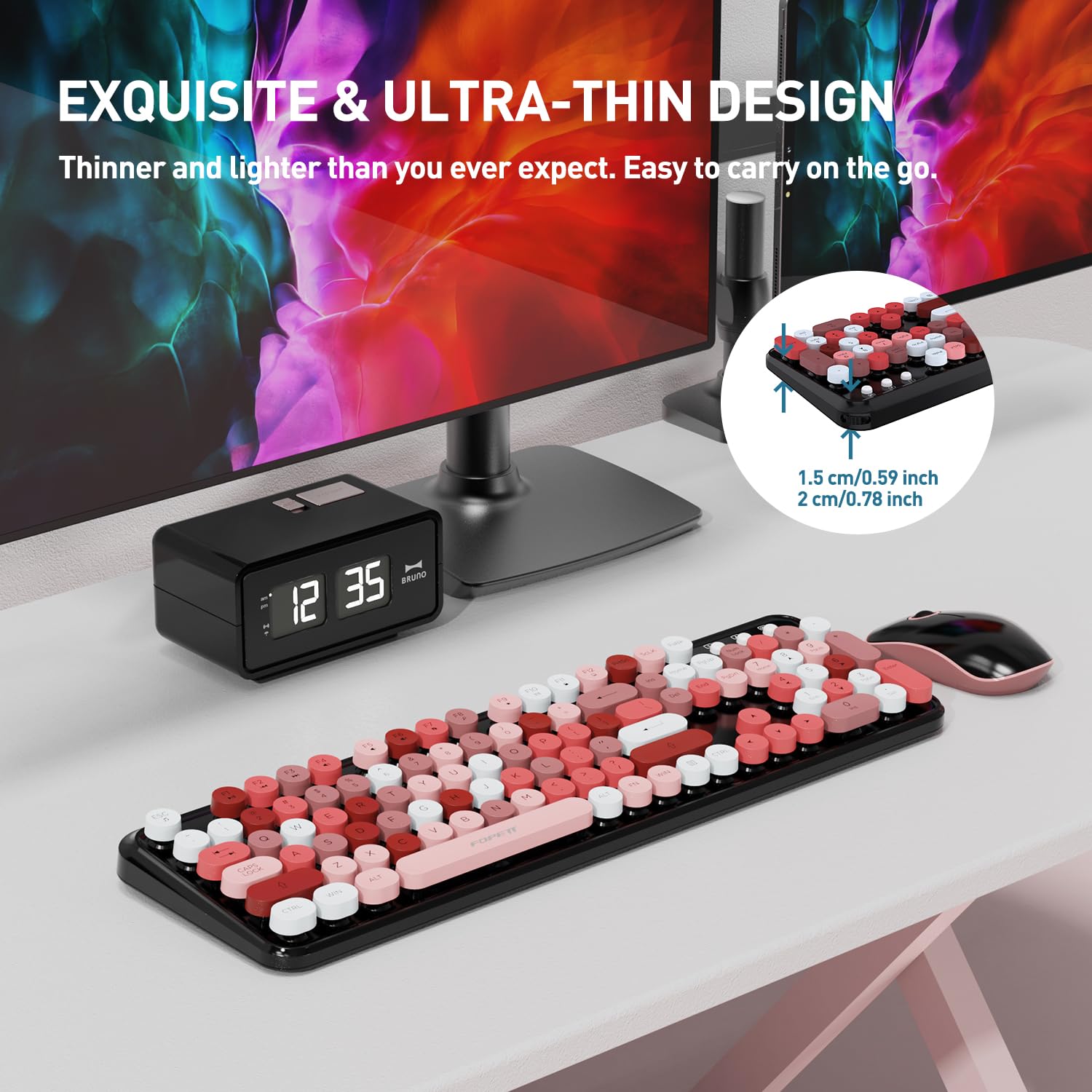 Cute Retro Wireless Keyboard Mouse Combo