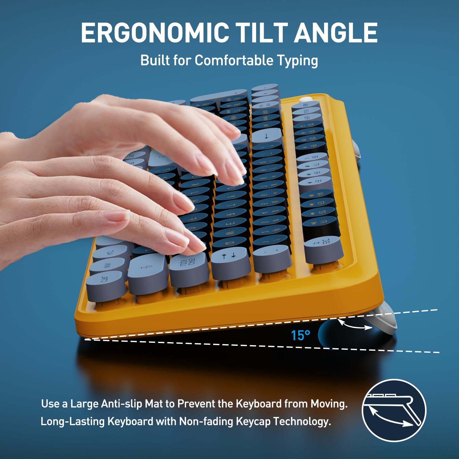 Cute Retro Wireless Keyboard Mouse Combo