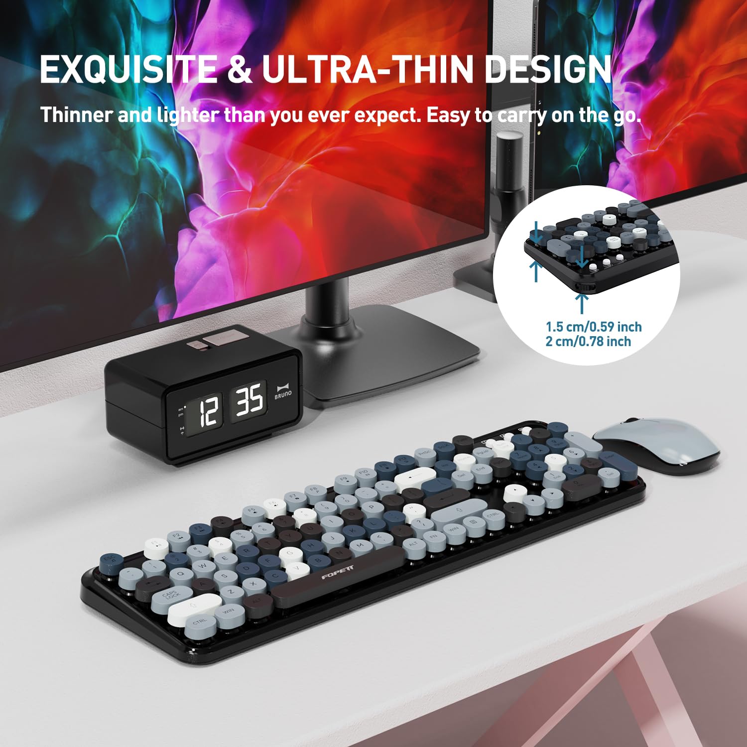 Cute Retro Wireless Keyboard Mouse Combo