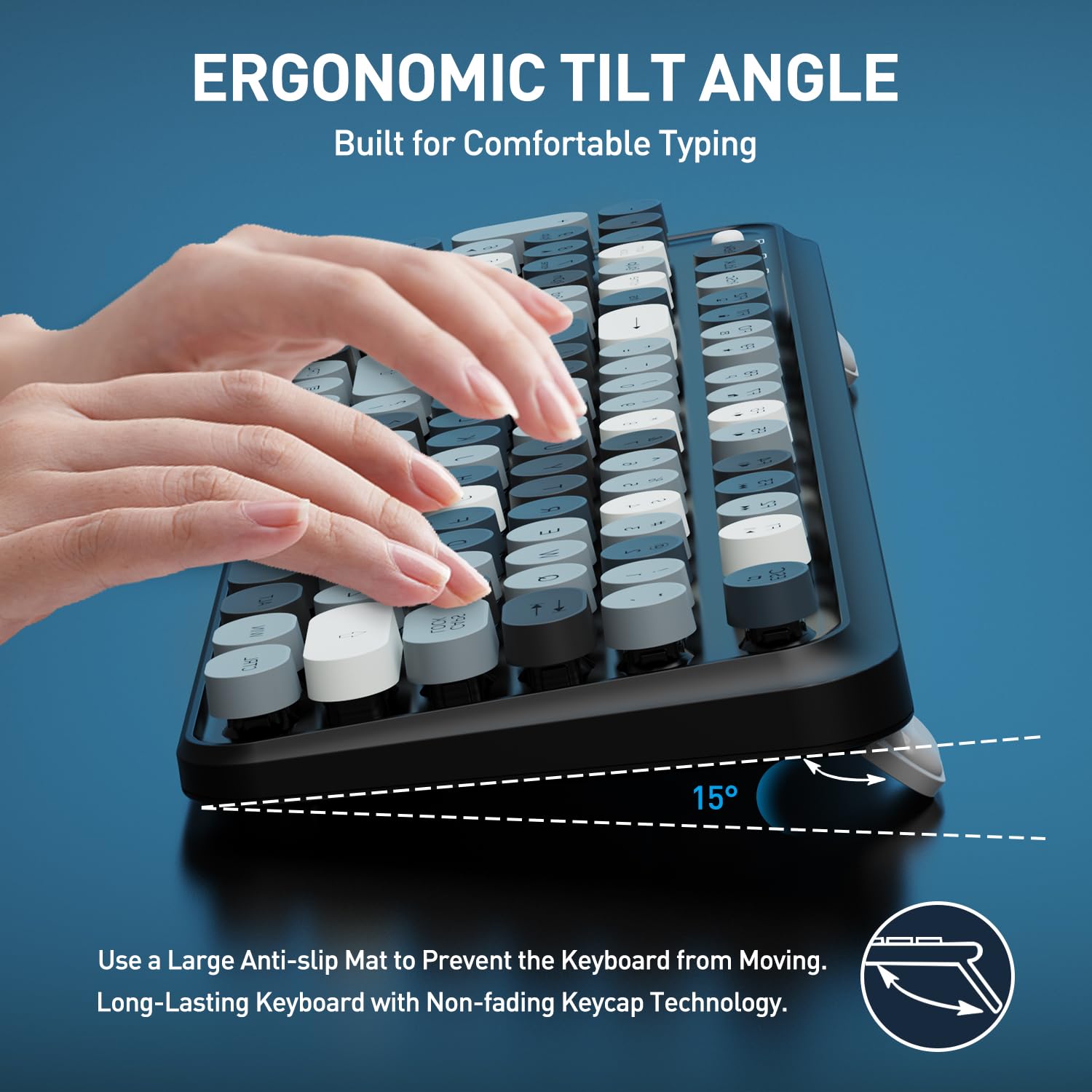 Cute Retro Wireless Keyboard Mouse Combo