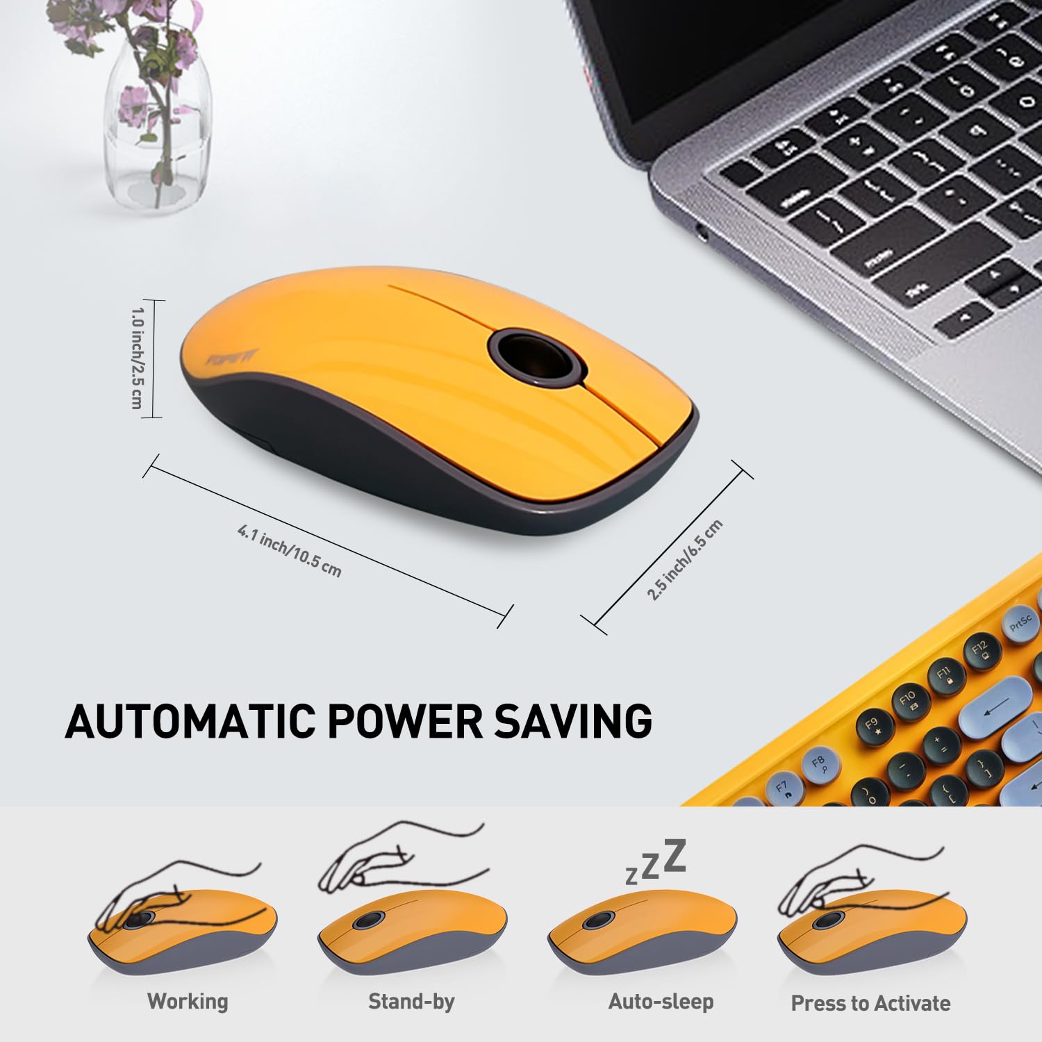 Cute Retro Wireless Keyboard Mouse Combo