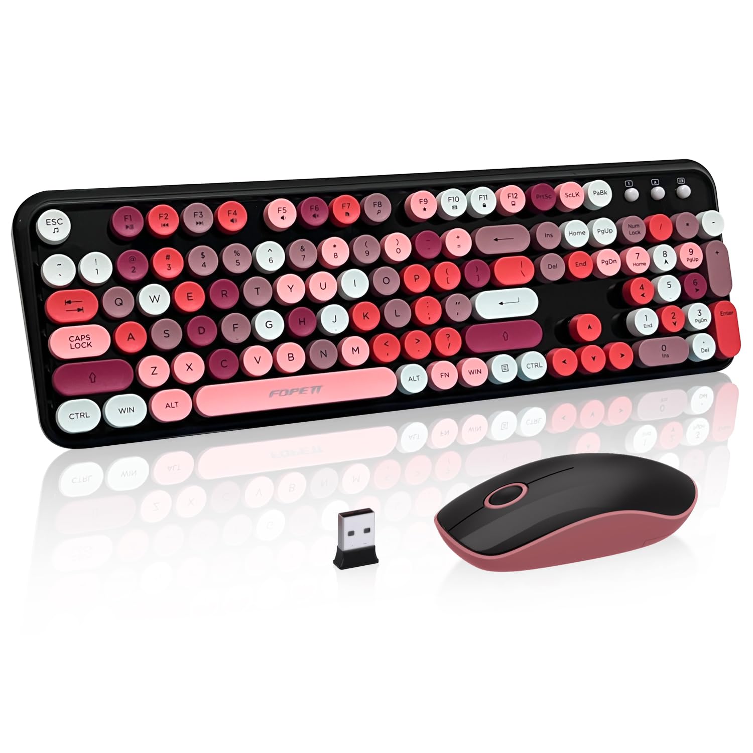 Cute Retro Wireless Keyboard Mouse Combo