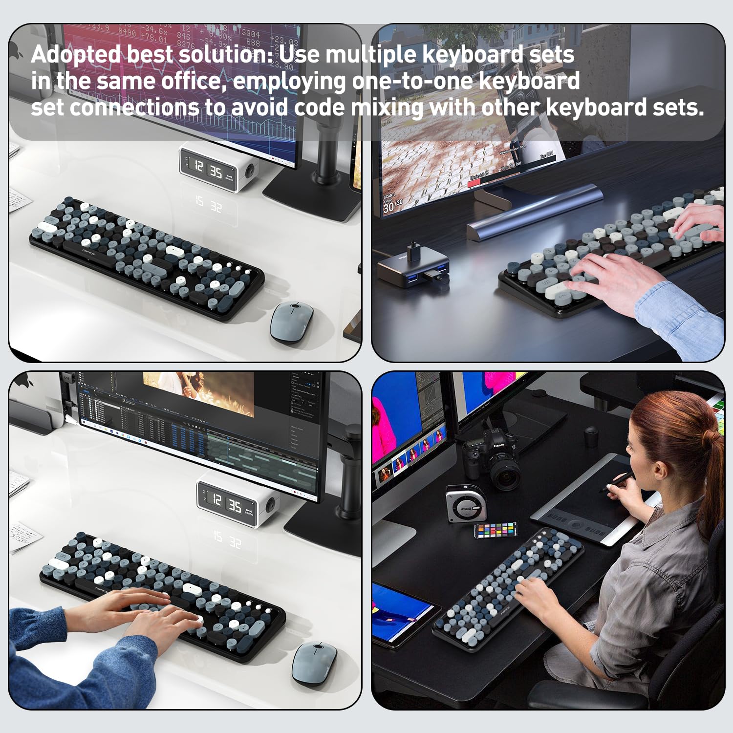Cute Retro Wireless Keyboard Mouse Combo