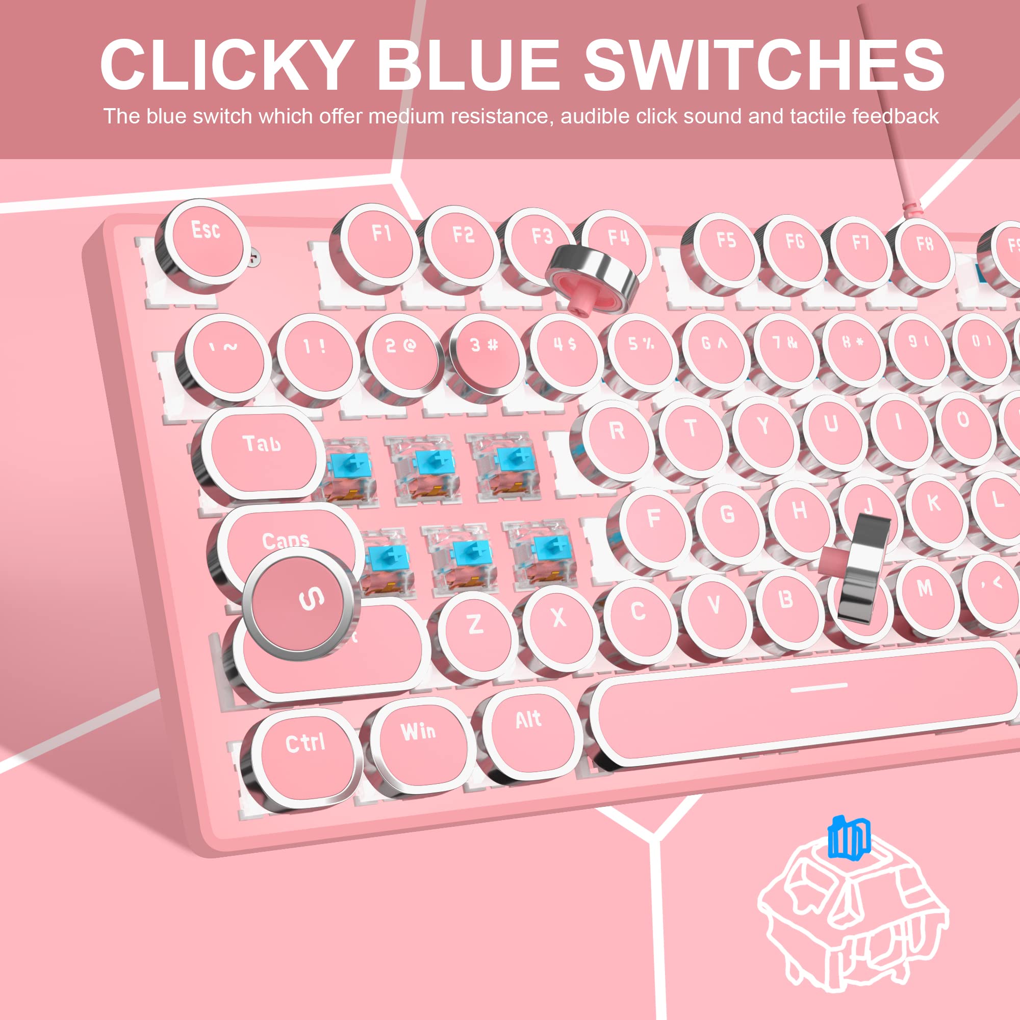 Camiysn Typewriter Style Mechanical Gaming Keyboard