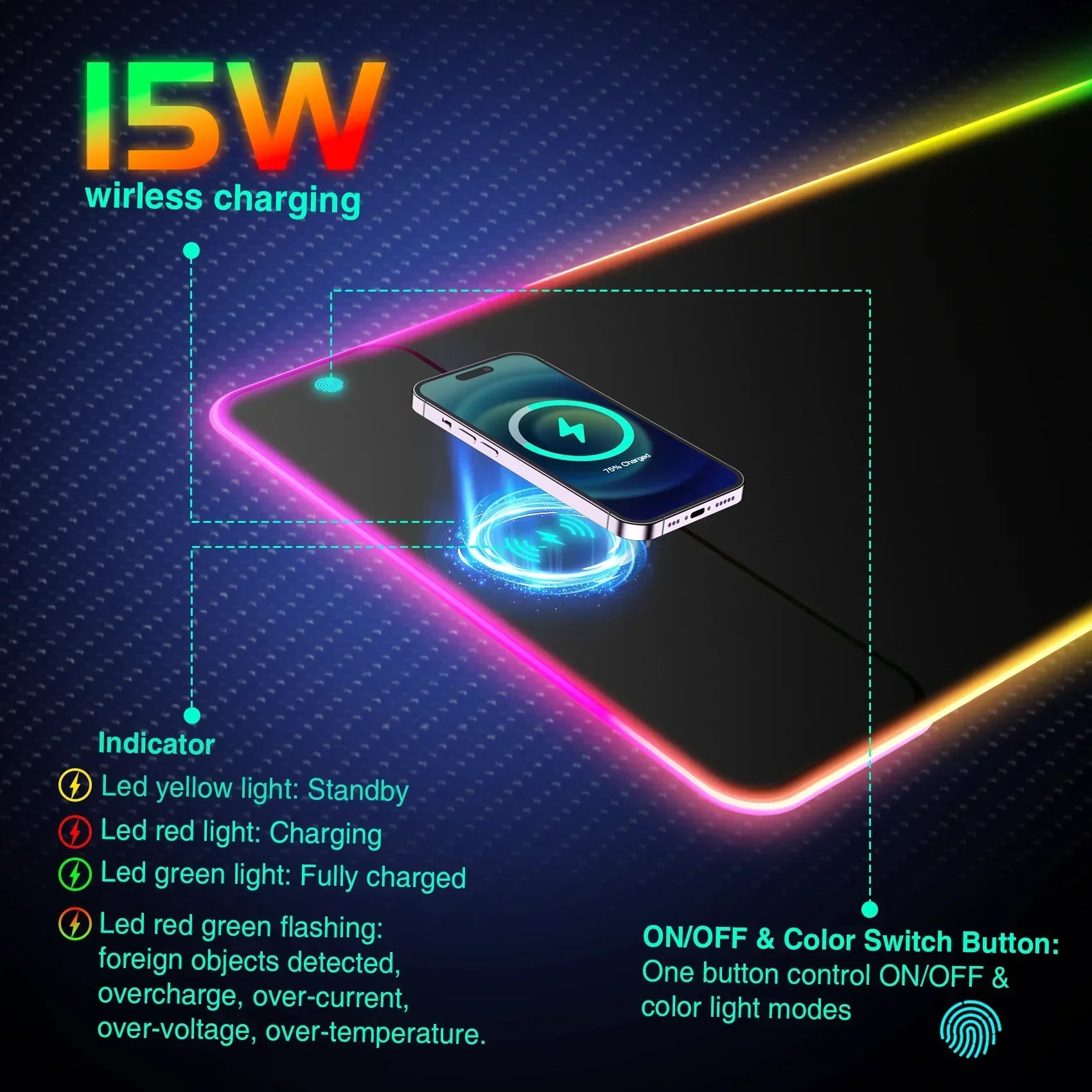 Wireless Charging RGB Luminous Mouse Pad